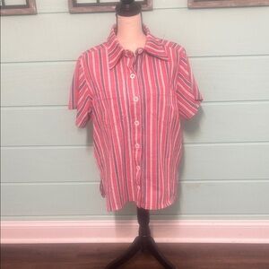 Vintage Handmade Bicentennial Striped Shirt – Red White Blue – Short Sleeve – Un